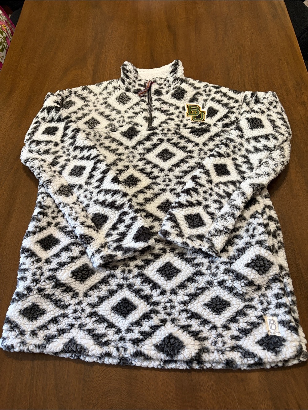 Baylor Black & White Fleece Quarter-Zip Pullover